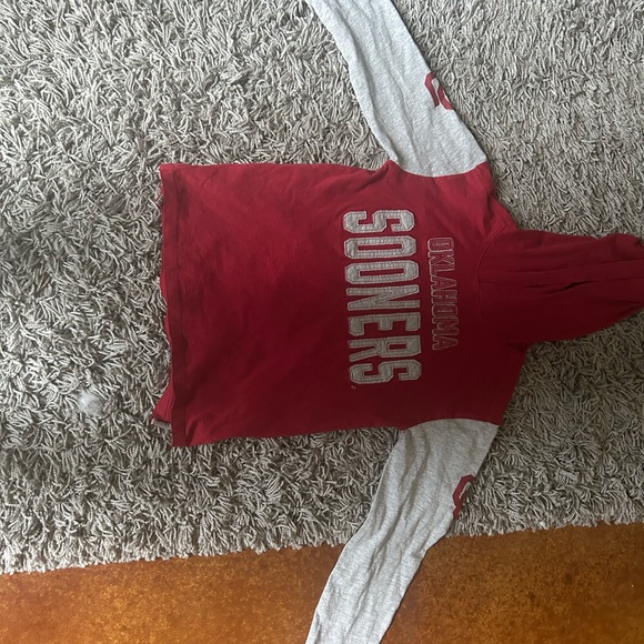 Other - Red and Gray Color-Block Sweatshirt with Text Design